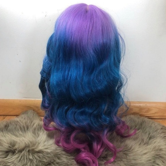 - - 💫 22” PURPLE TRI OMBRE  MERMAID BODY WAVY CURLY LACE FRONT WIG *NEW*5”… - Picture 5 of 10